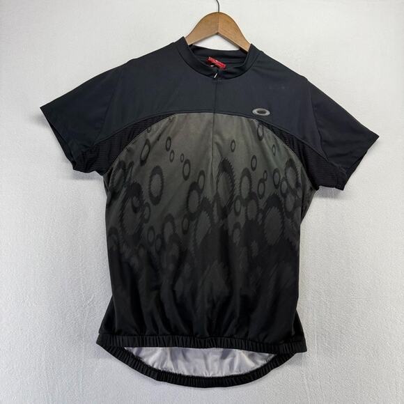 Oakley Cycling Shirt Men's Large Black Gray Scatter Software Technical logo y2k - Picture 1 of 13